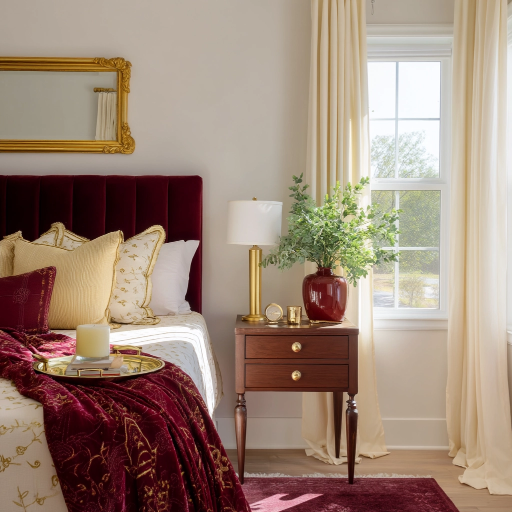 burgundy and gold bedroom ideas