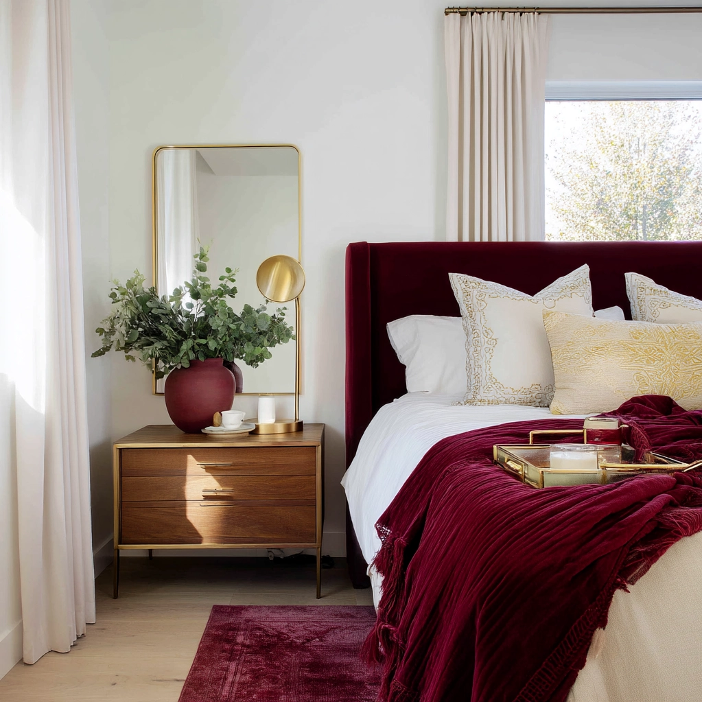 burgundy and gold bedroom ideas