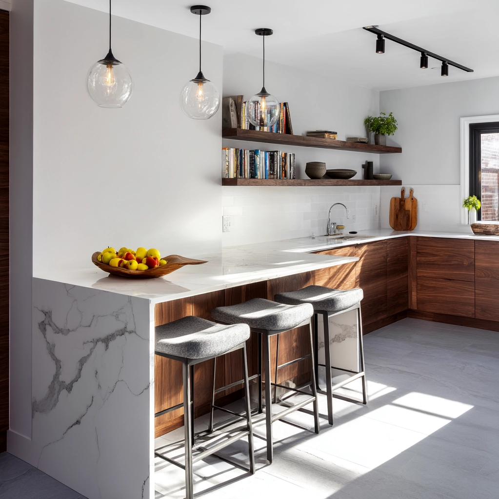 ideas for kitchen peninsulas attached to walls