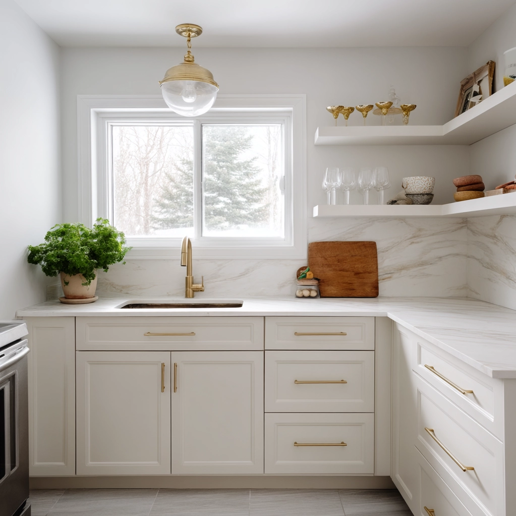 kitchen with gold hardware ideas