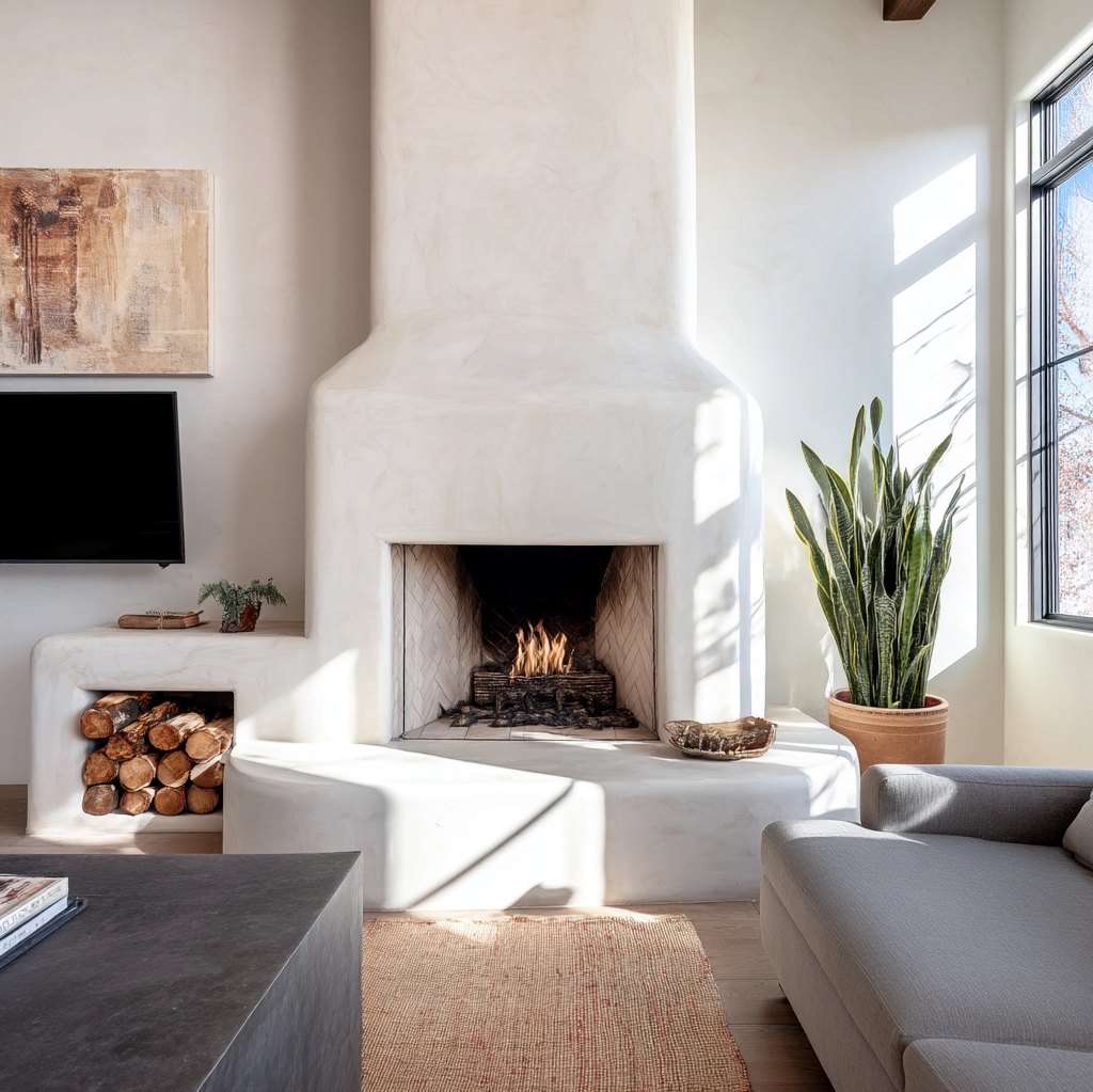modern plaster fireplace ideas
