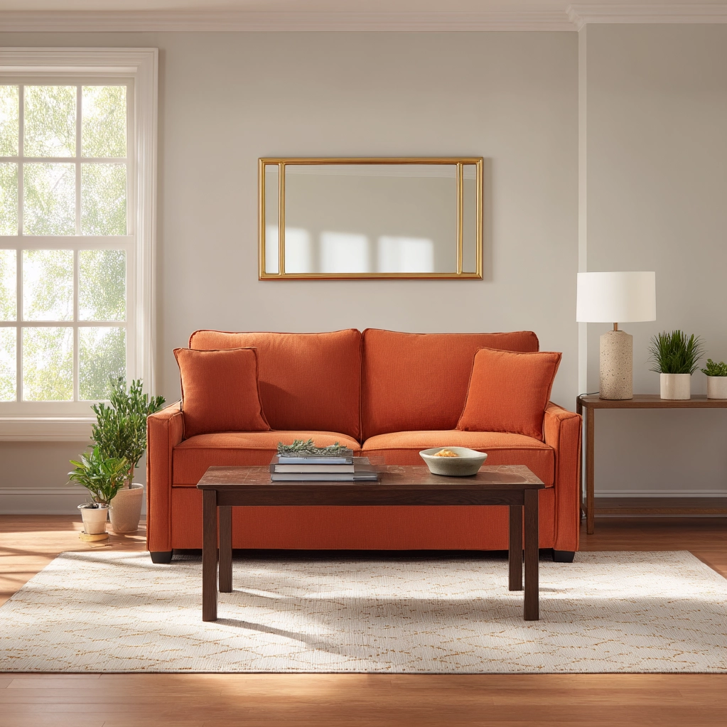 orange couch living room ideas