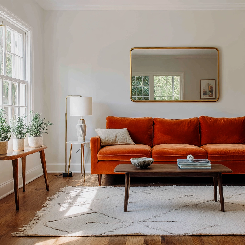 orange couch living room ideas