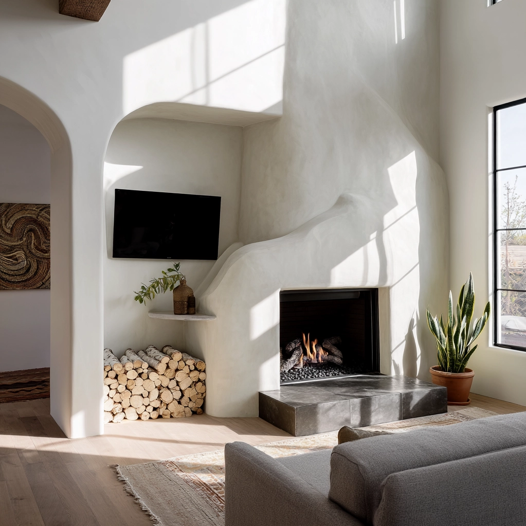 modern plaster fireplace ideas