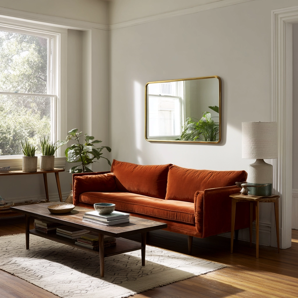 orange couch living room ideas