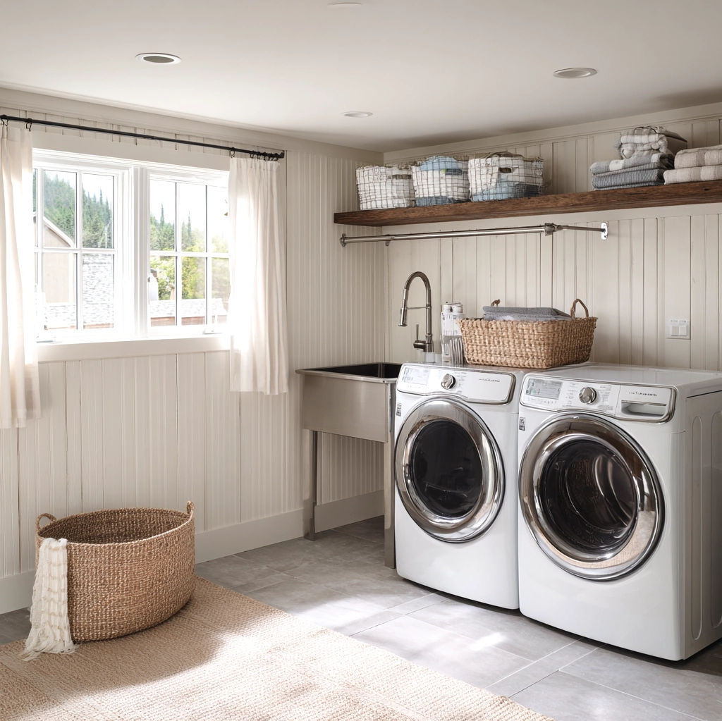 bead board walls laundry room