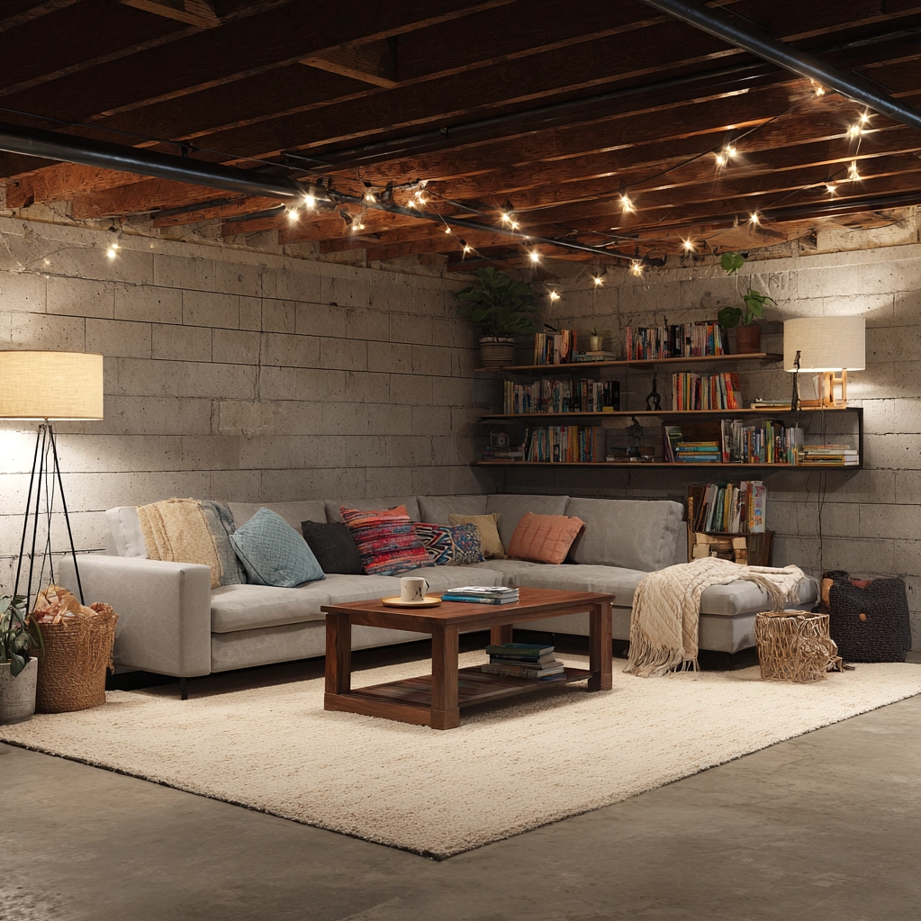 cozy unfinished basement ideas