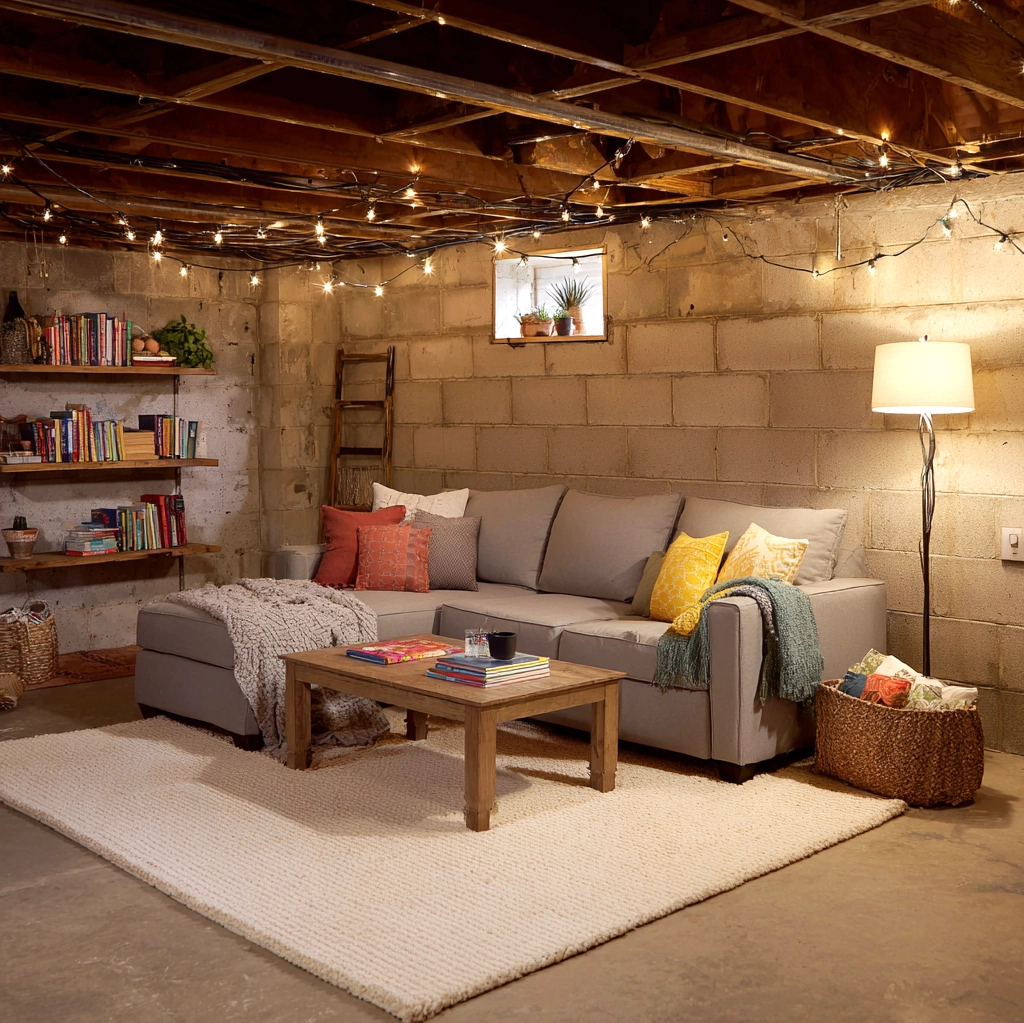 cozy unfinished basement ideas