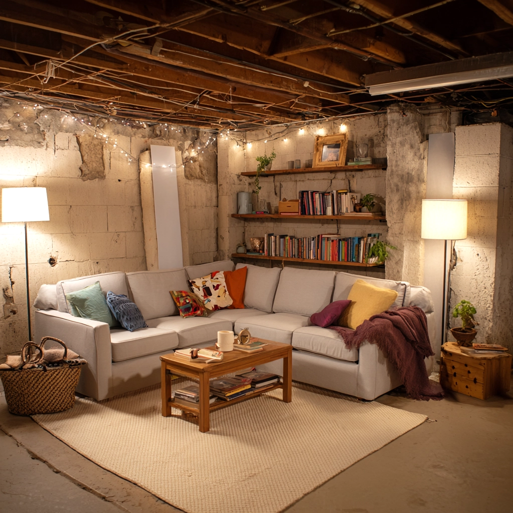 cozy unfinished basement ideas