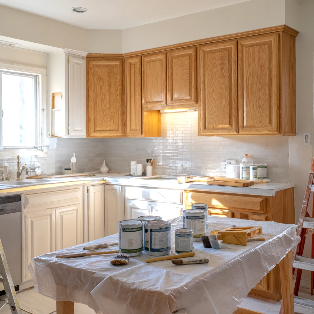 how to lighten honey oak cabinets