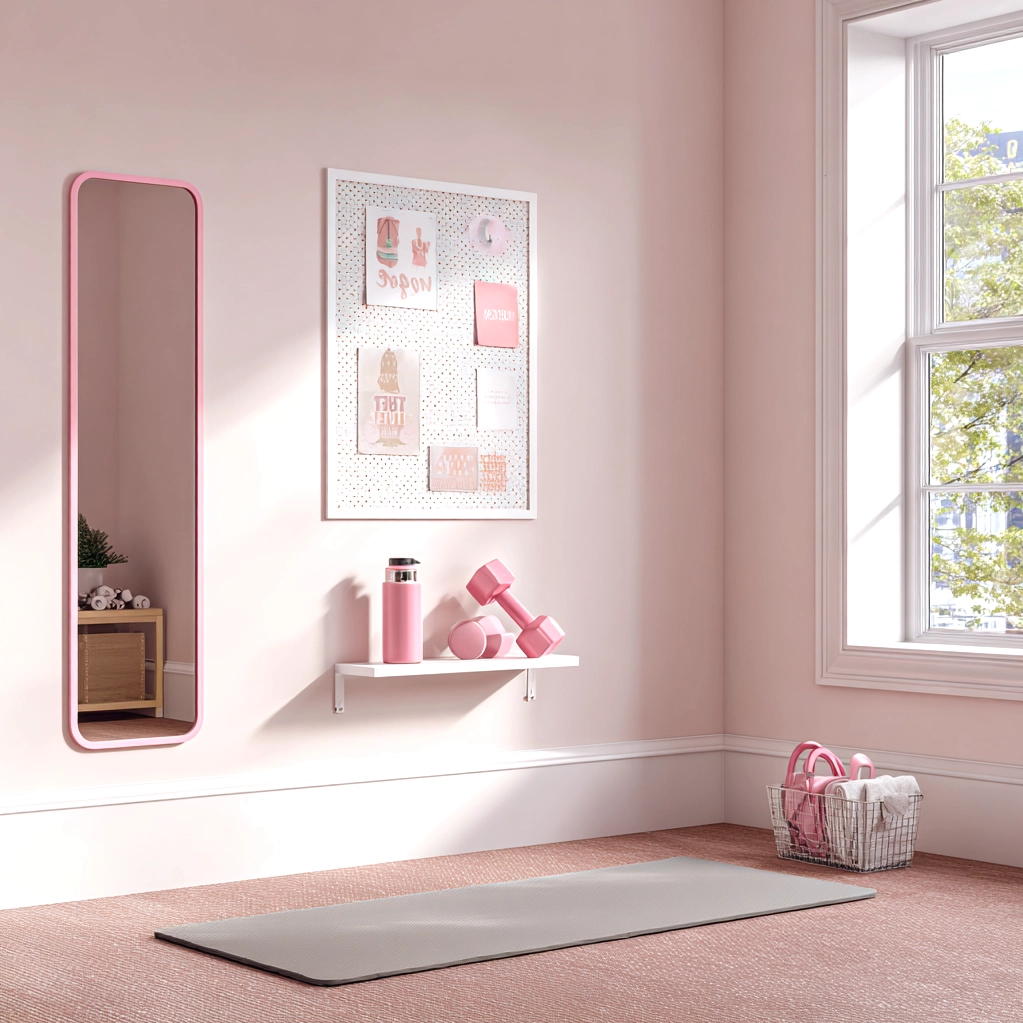 pink vision board aesthetic gym