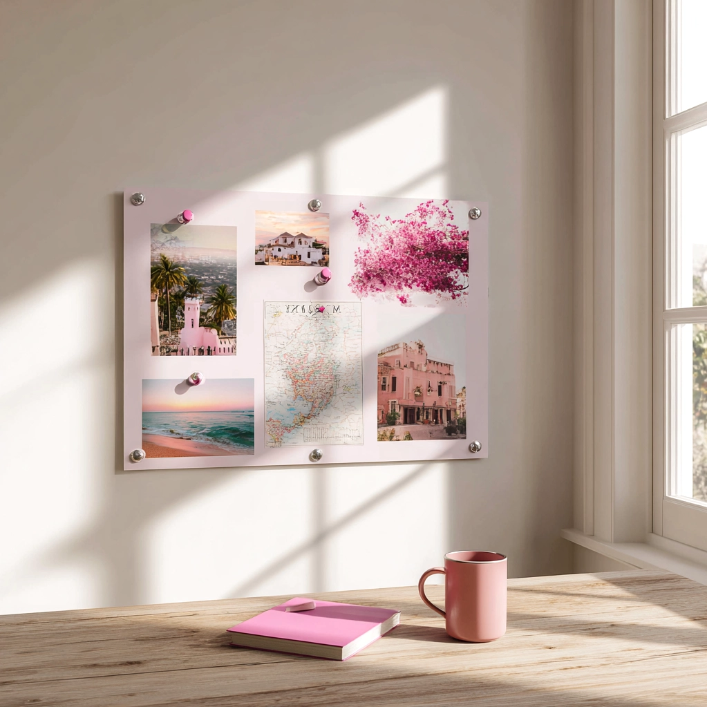 pink vision board pictures travel